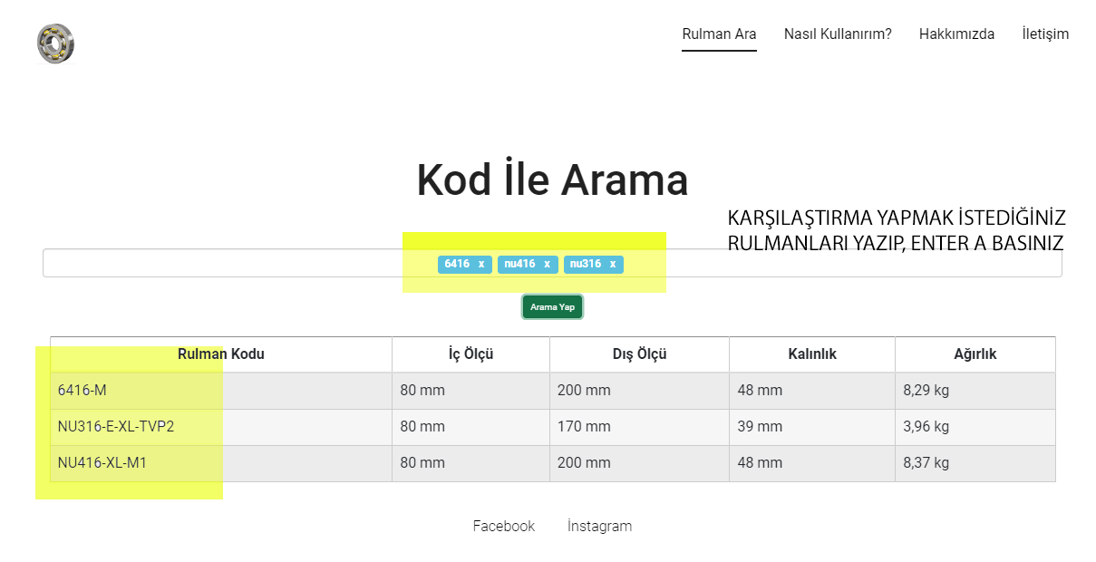 Ölçü İle Arama