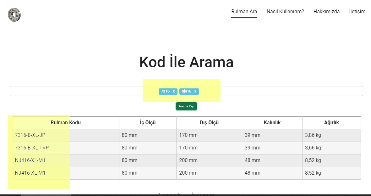 Ölçü İle Arama