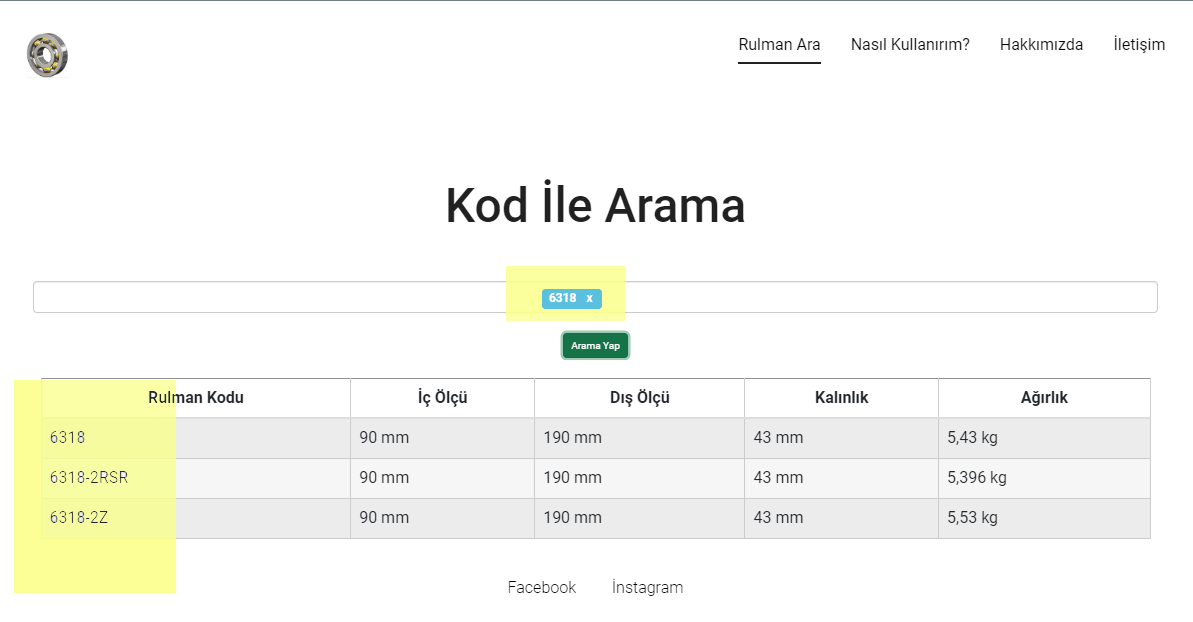 Ölçü İle Arama